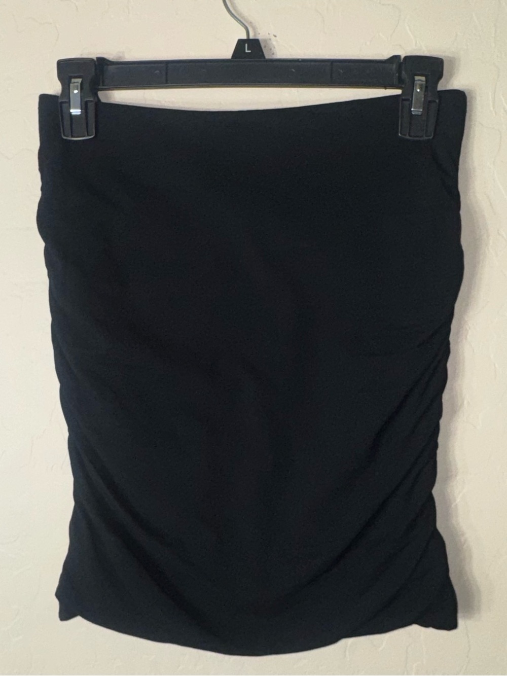 James Perse Standard Black Ruched Stretch Jersey Mini Skirt Size 1 Small